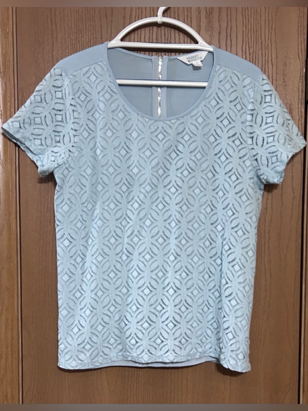 Market & Spruce Geometric Lace Short Sleeve Top